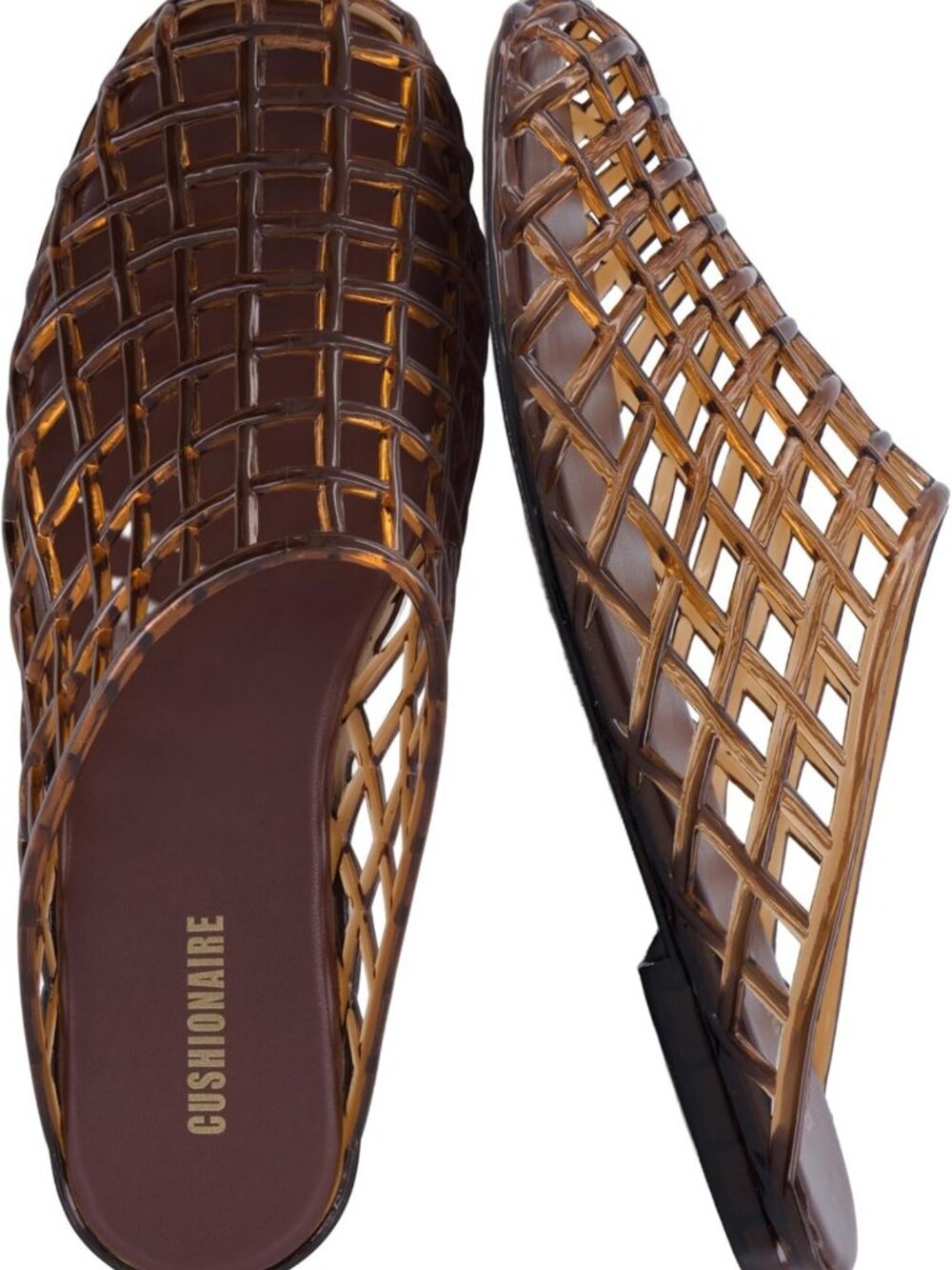 Stylish Closed Toe Jelly Flats for Women - Comfortable Cushion Mules, Lattice